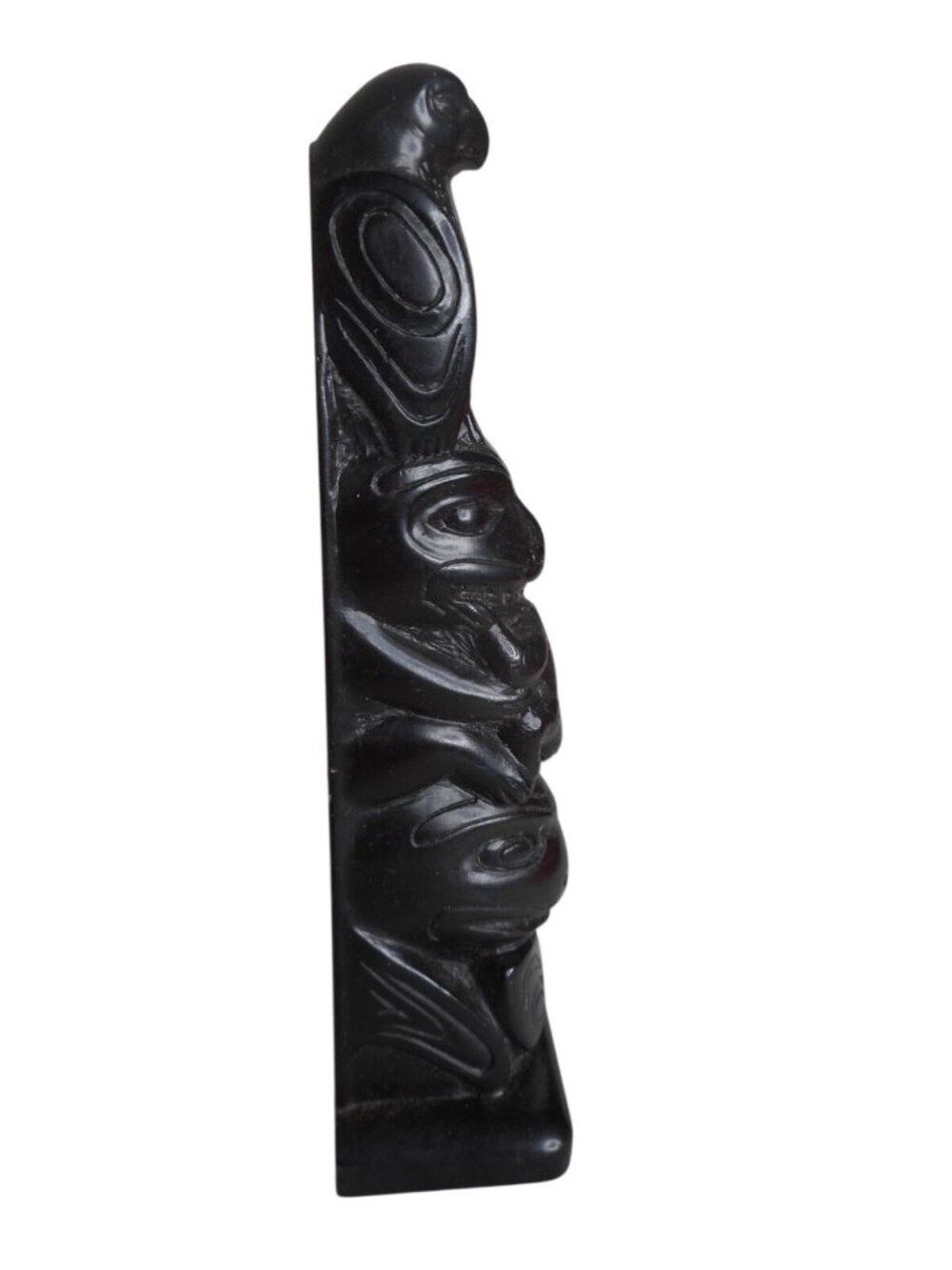 Vintage Black 5" Totem Pole BOMA Canada Raven Frog Beaver Resin Cast - Picture 3 of 7